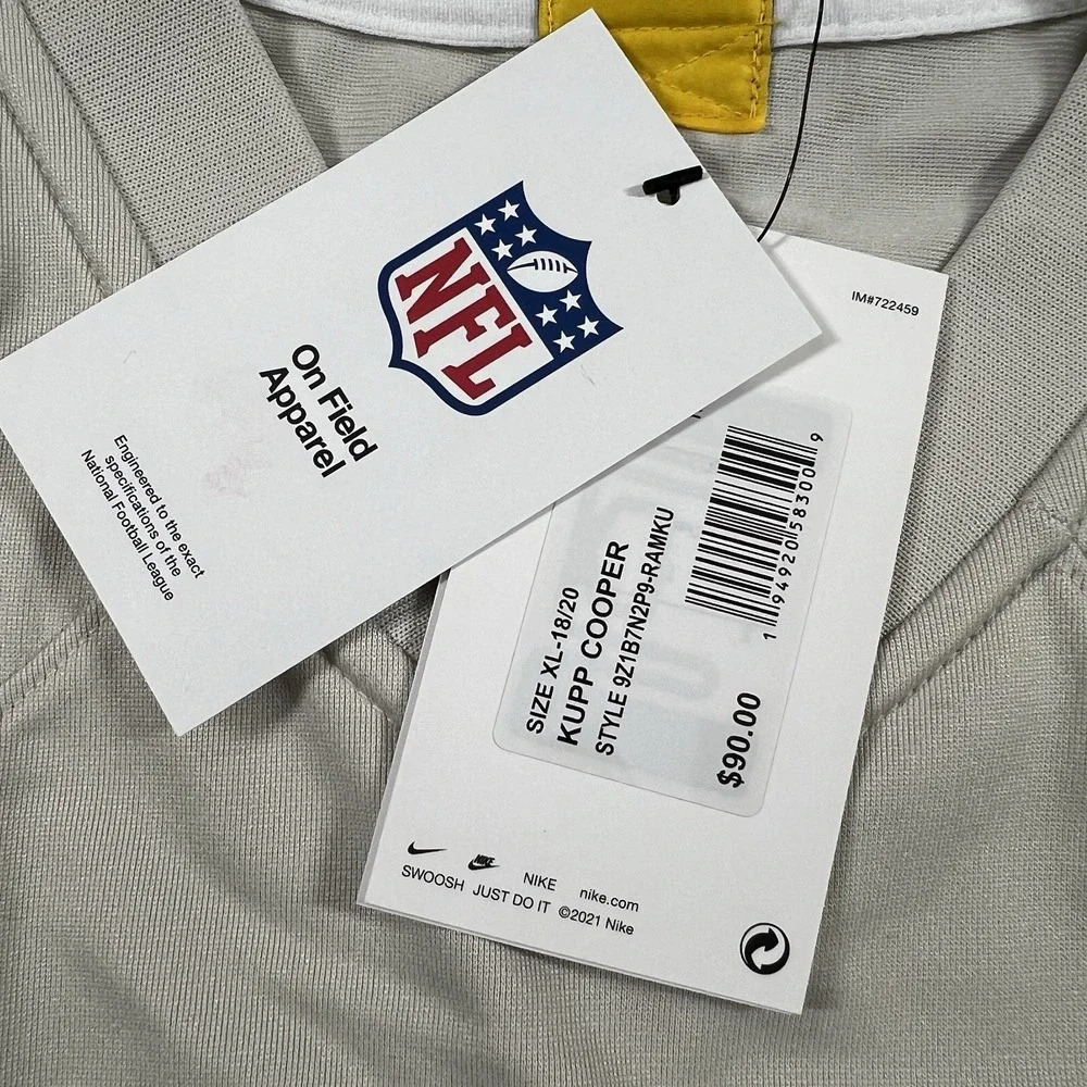 Nike Cooper Kupp #10‎ Los Angeles Rams Cream Game Team Jersey Youth XL (18/20)